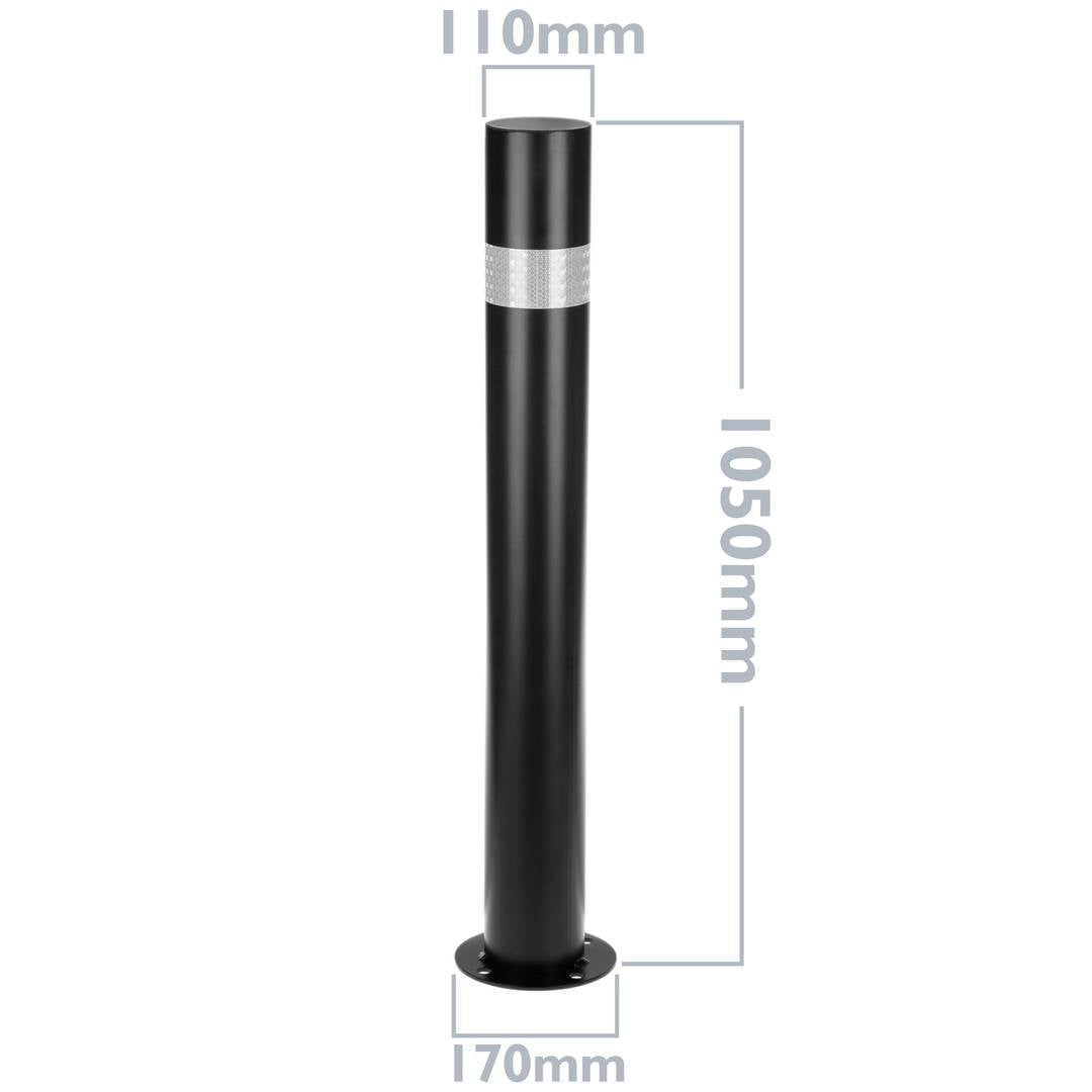 Pilona bolardo de acero con base clavada negro 110x1000mm