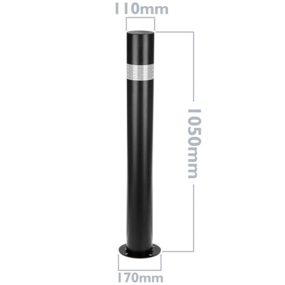 Pilona bolardo de acero con base clavada negro 110x1000mm