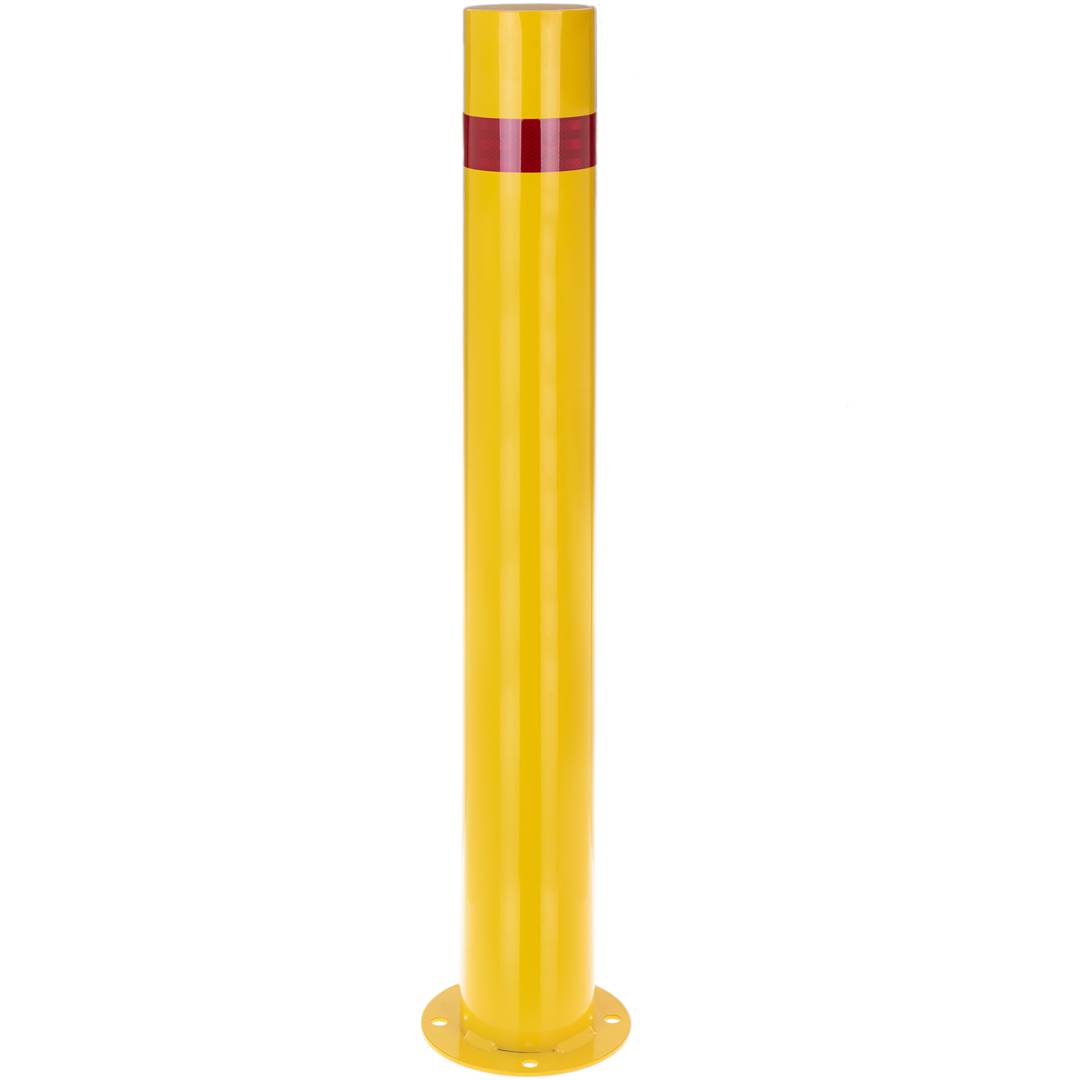Pilona bolardo de acero con base clavada amarilla 110 x 960mm