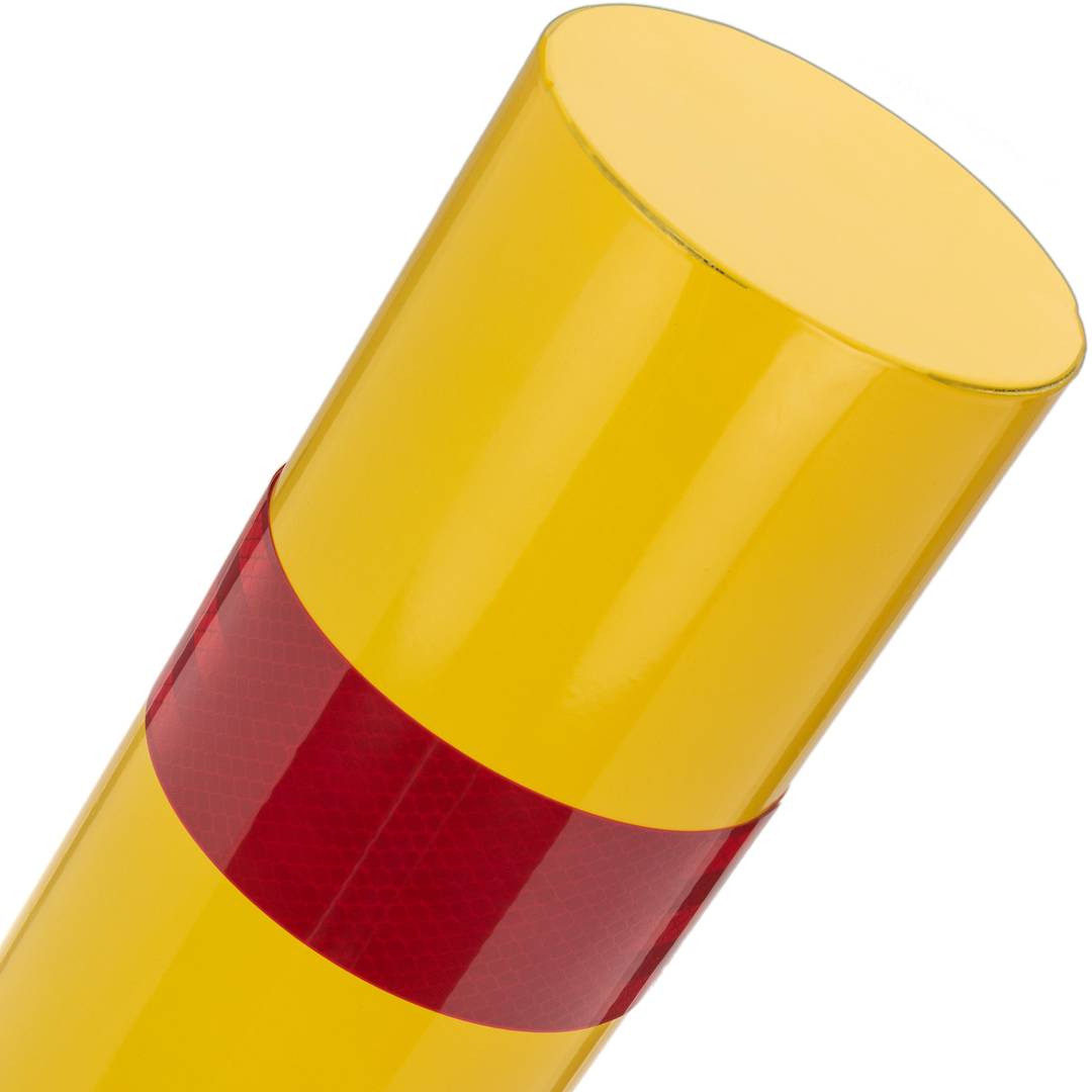 Pilona bolardo de acero con base clavada amarilla 110 x 960mm