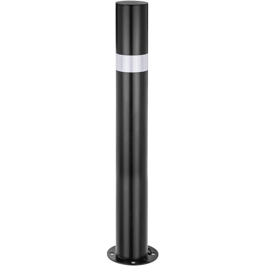 Pilona bolardo de acero con base clavada removible 76x600mm de color negro