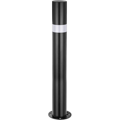 Pilona bolardo de acero con base clavada removible 76x600mm de color negro