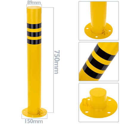 Pilona bolardo de acero con base clavada removible 90x750mm