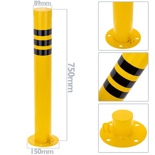 Pilona bolardo de acero con base clavada removible 90x750mm