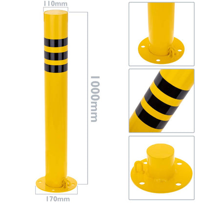 Pilona bolardo de acero con base clavada removible 110x1000mm