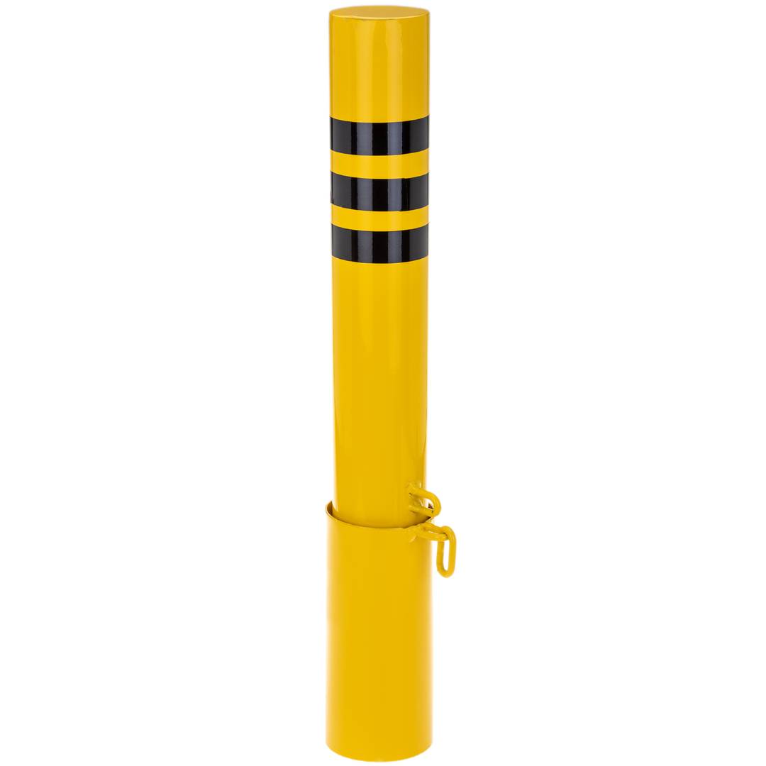 Pilona bolardo de acero con base enterrada removible 76x600mm