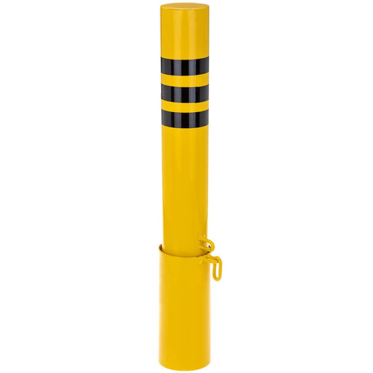 Pilona bolardo de acero con base enterrada removible 76x600mm