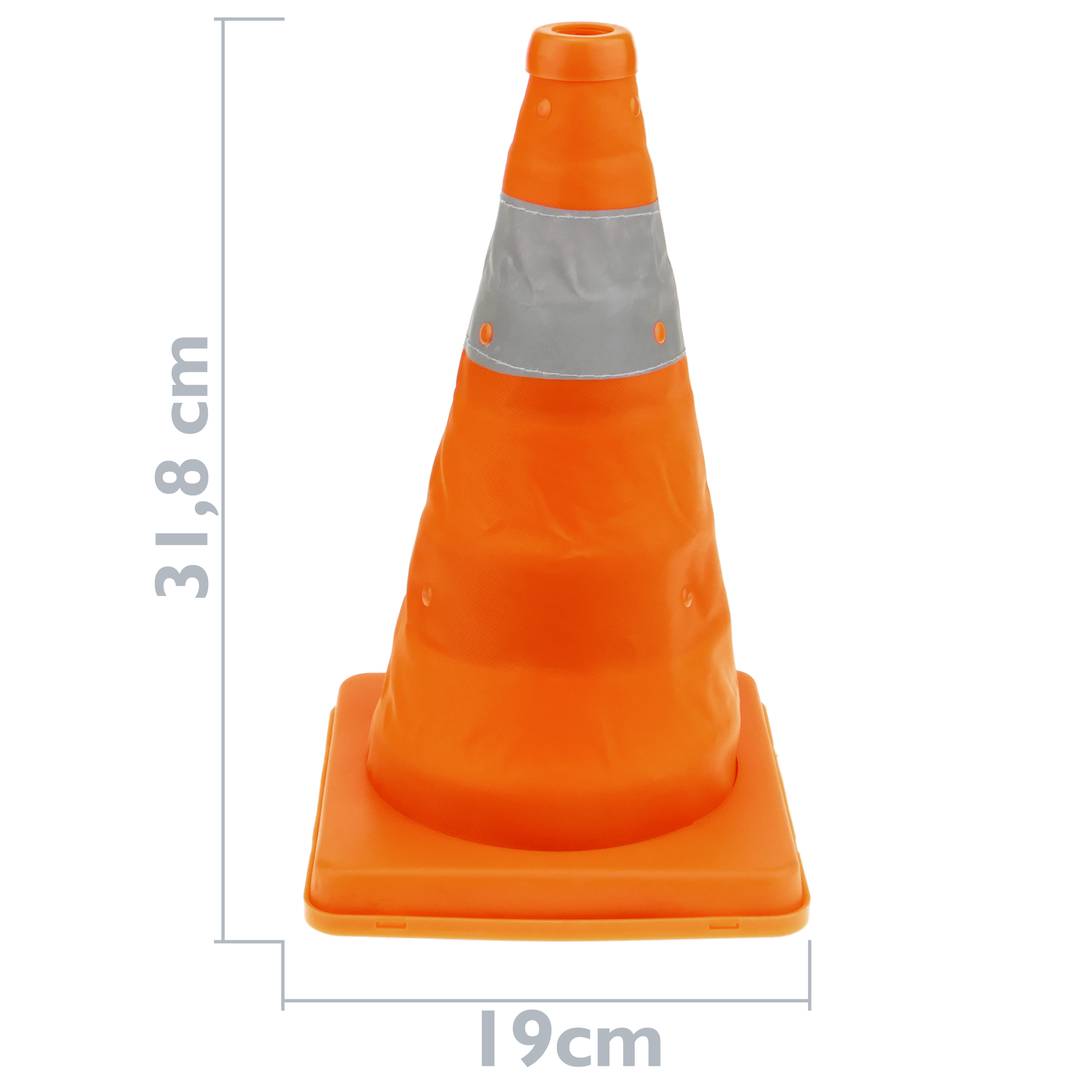 Cono de tráfico con reflector de señalización y balizamiento 32 cm plegable