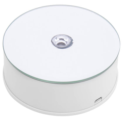 Base giratoria eléctrica 10cm blanco con espejo. Plataforma rotatoria con iluminación LED