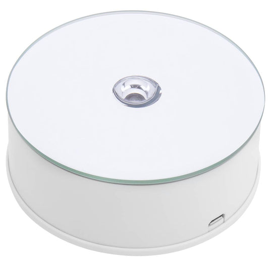 Base giratoria eléctrica 10cm blanco con espejo. Plataforma rotatoria con iluminación LED