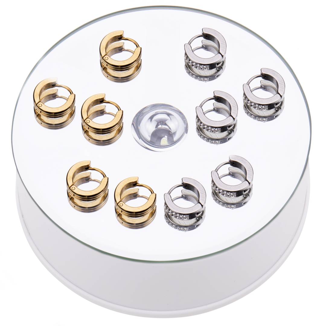 Base giratoria eléctrica 10cm blanco con espejo. Plataforma rotatoria con iluminación LED