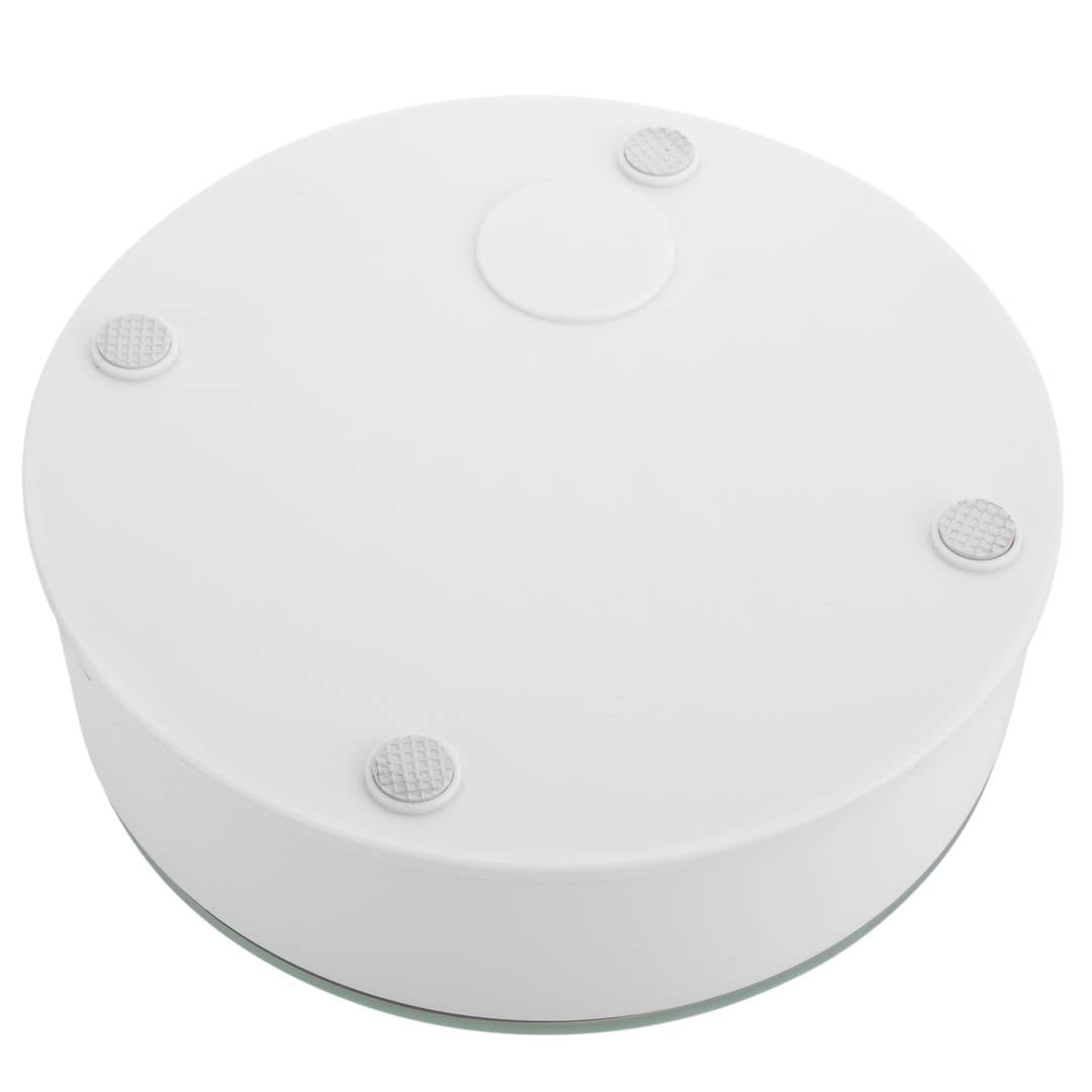 Base giratoria eléctrica 14cm blanco con espejo. Plataforma rotatoria con iluminación LED