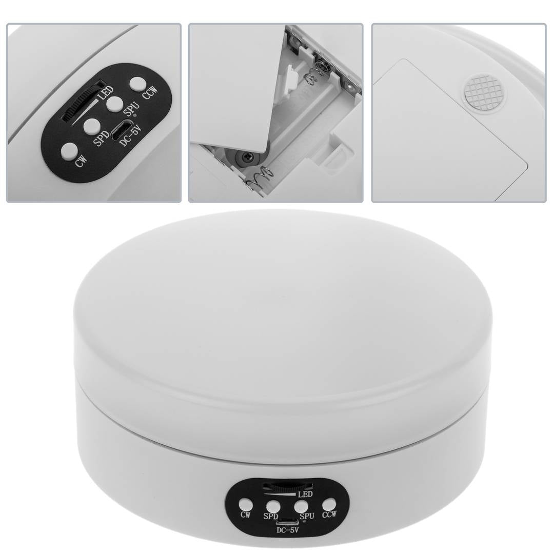 Base giratoria eléctrica 16 cm blanco con iluminación LED
