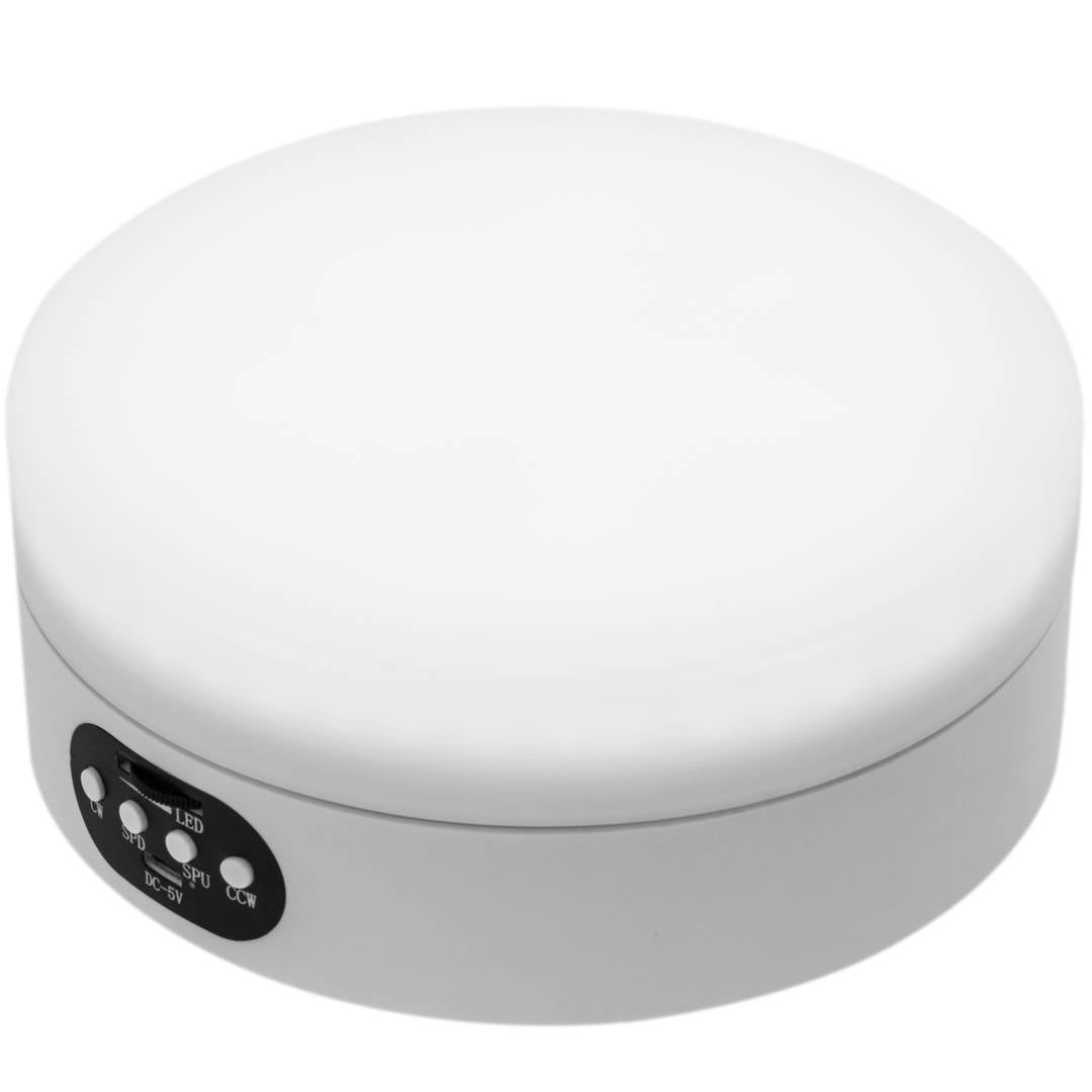 Base giratoria eléctrica 16 cm blanco con iluminación LED