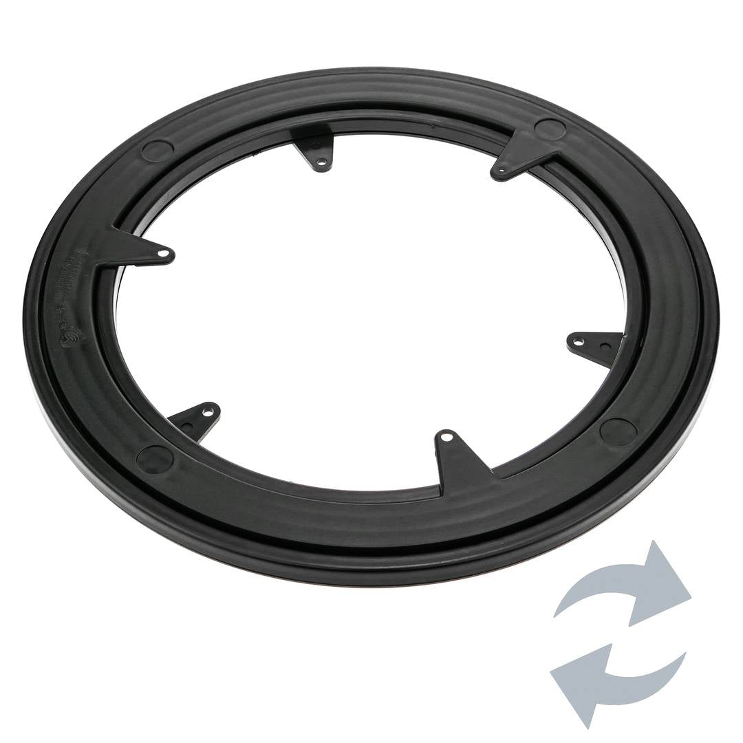 Base giratoria manual de 25 cm y 30 kg de carga. Plataforma rotatoria de color negro.