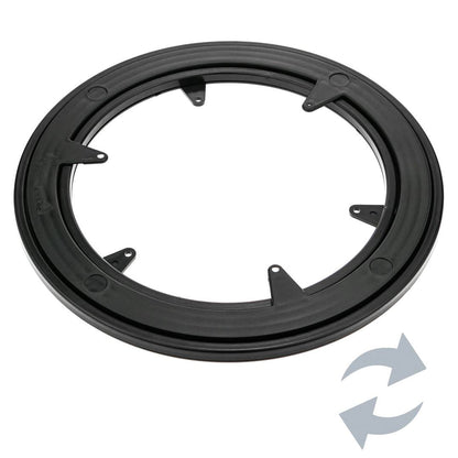 Base giratoria manual de 25 cm y 30 kg de carga. Plataforma rotatoria de color negro.