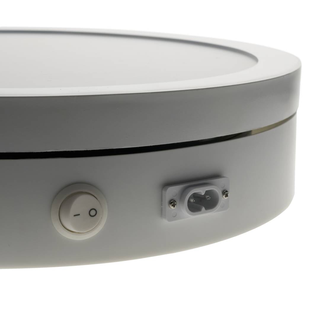 Base giratoria eléctrica iluminada de 40 cm. Plataforma rotatoria de color blanco para fotografía