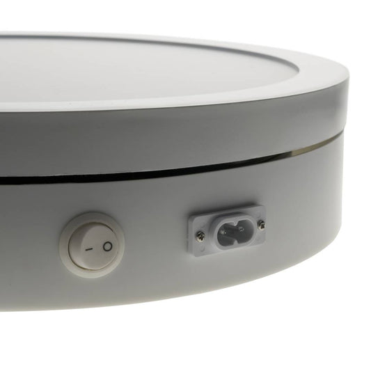 Base giratoria eléctrica iluminada de 40 cm. Plataforma rotatoria de color blanco para fotografía