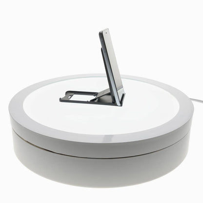 Base giratoria eléctrica iluminada de 40 cm. Plataforma rotatoria de color blanco para fotografía
