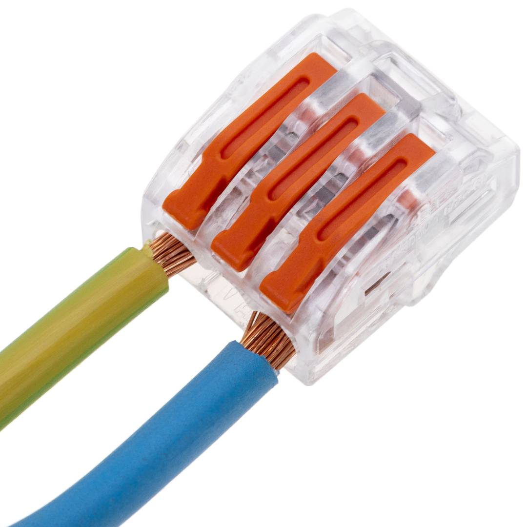 Bloque conector de empalme de 3 tomas para cable 2,5mm (5 Pack)