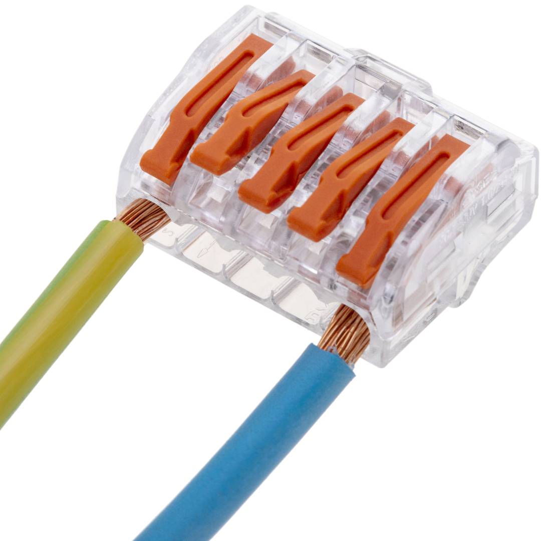 Bloque conector de empalme de 5 tomas para cable 2,5mm (5 Pack)