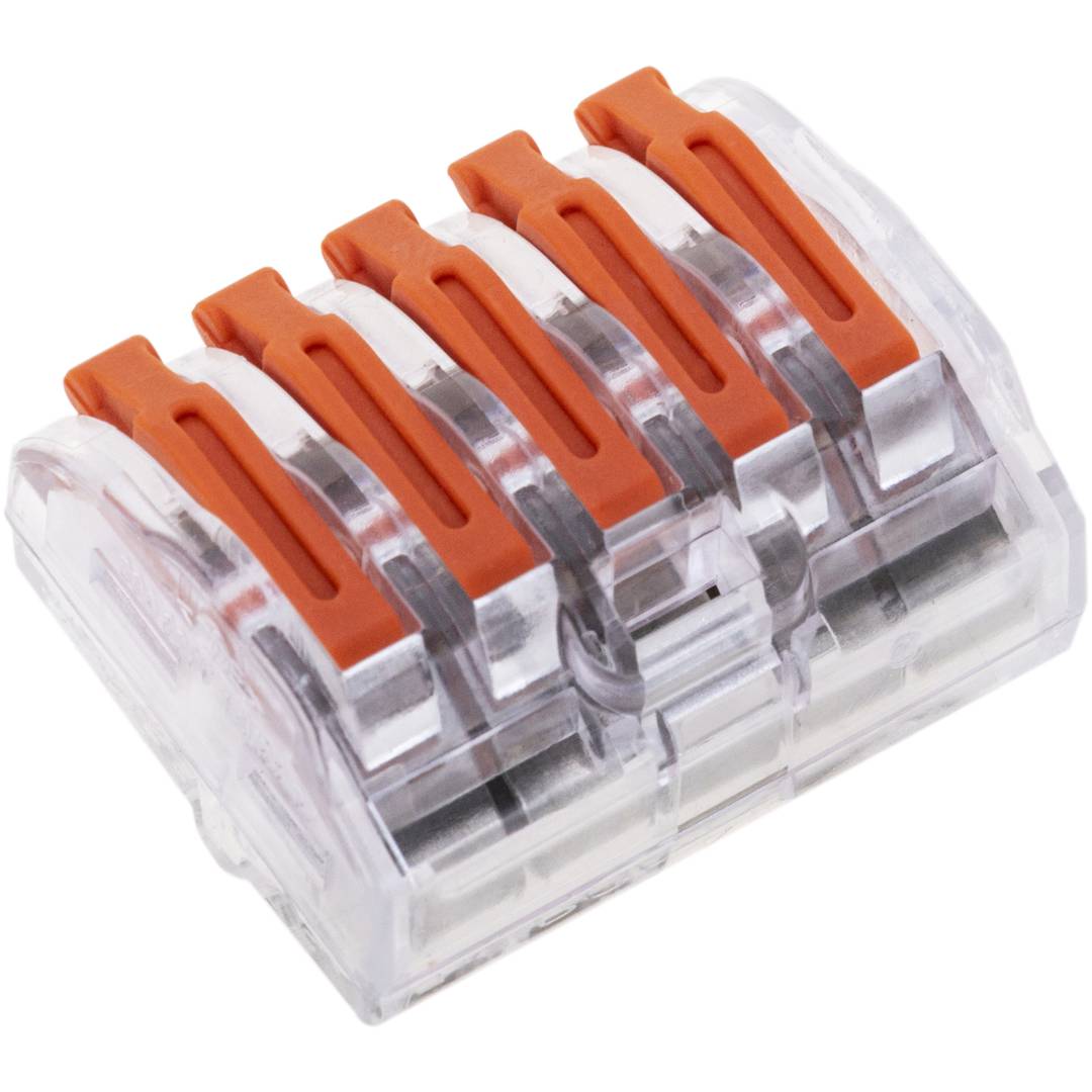 Bloque conector de empalme de 5 tomas para cable 2,5mm (5 Pack)