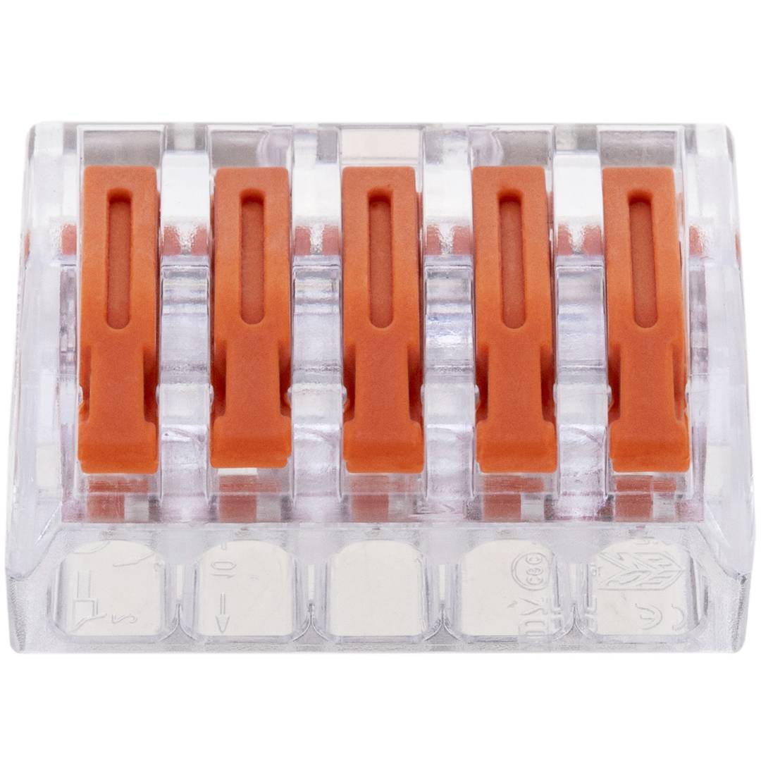 Bloque conector de empalme de 5 tomas para cable 2,5mm (5 Pack)