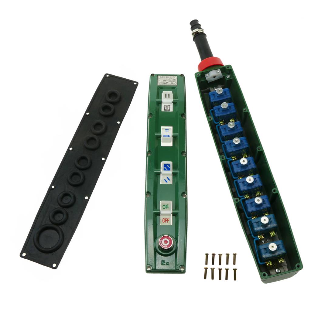 Caja de 2+2+2+2 pulsadores momentaneos y parada de emergencia de la serie BAK63
