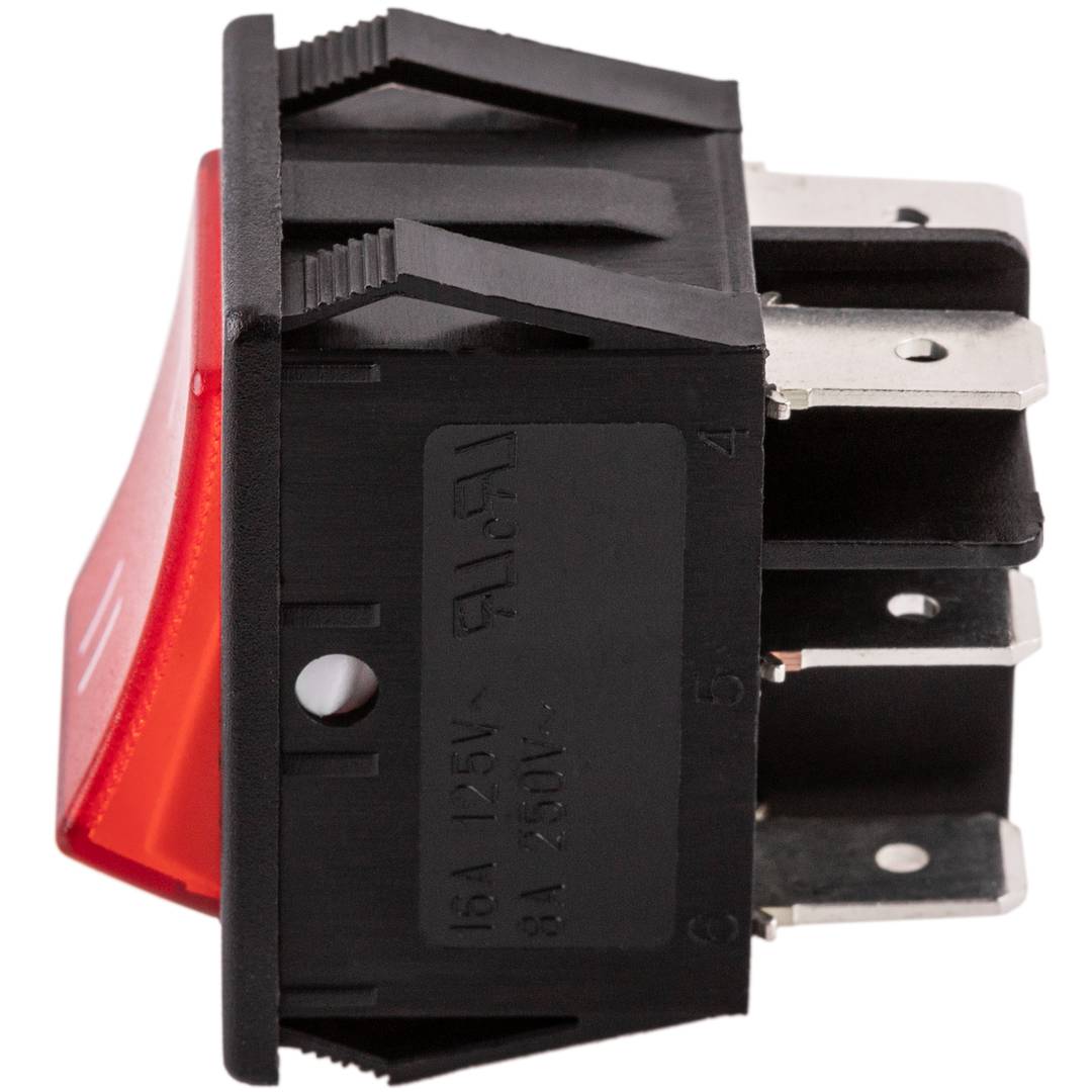 Interruptor conmutador basculante rojo luminoso DPDT 6 pin