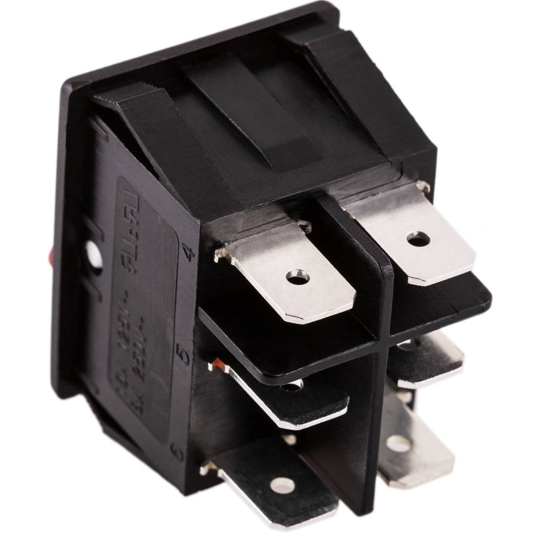 Interruptor conmutador basculante rojo luminoso DPDT 6 pin