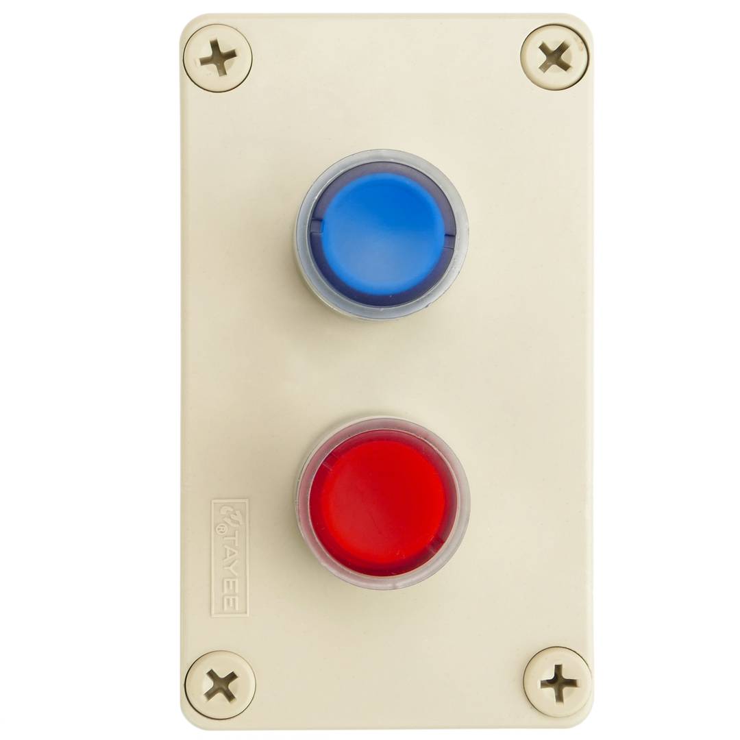 Caja de control de dispositivos eléctricos para 2 pulsadores o interruptores de 22 mm gris h=80mm