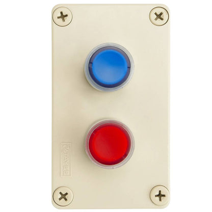 Caja de control de dispositivos eléctricos para 2 pulsadores o interruptores de 22 mm gris h=80mm