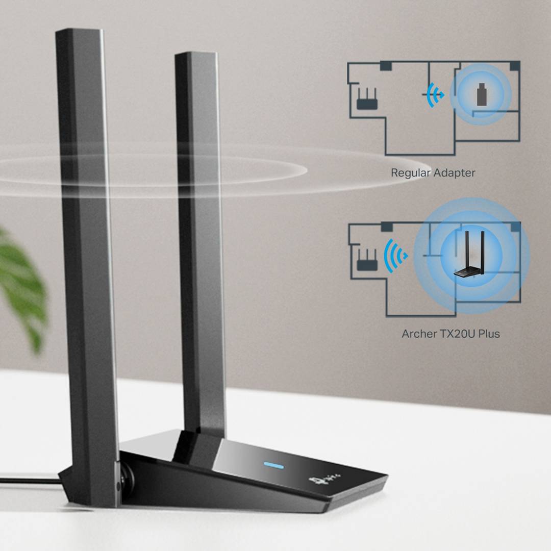 Adaptador Wi-Fi USB AX1800 con dos antenas de TP-Link Archer TX20U Plus