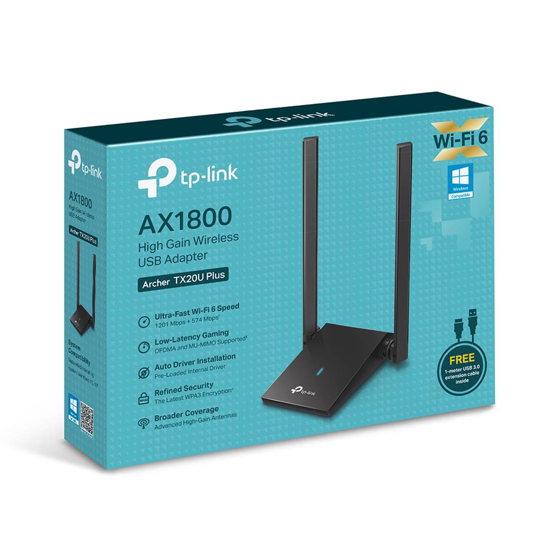 Adaptador Wi-Fi USB AX1800 con dos antenas de TP-Link Archer TX20U Plus