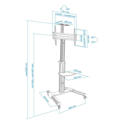 Soporte de suelo TooQ para pantalla de 37' - 70' VESA 600x400 de aluminio color plata FS1870M-B