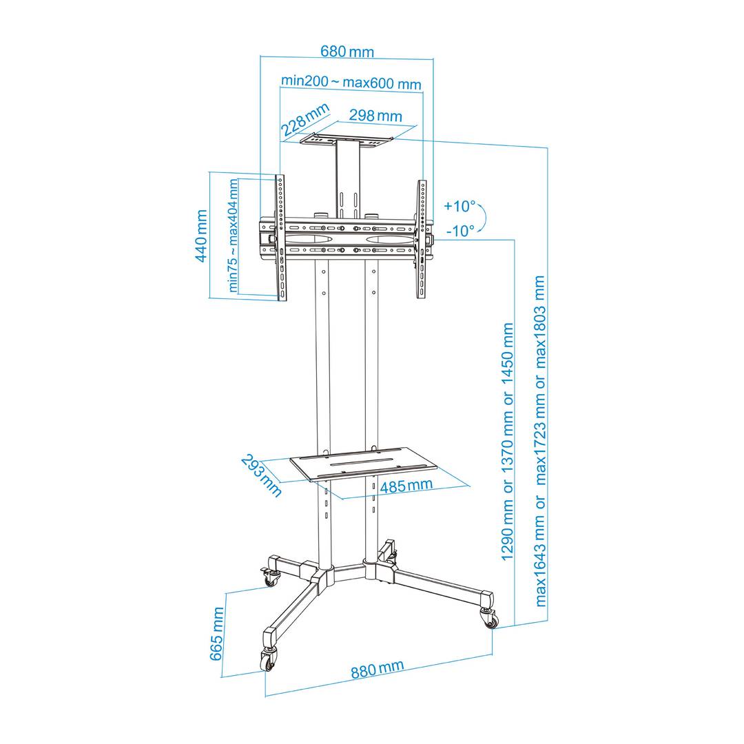 Soporte de suelo TooQ para pantalla de 37' - 70' VESA 600x400 de aluminio color negro FS1470M-B