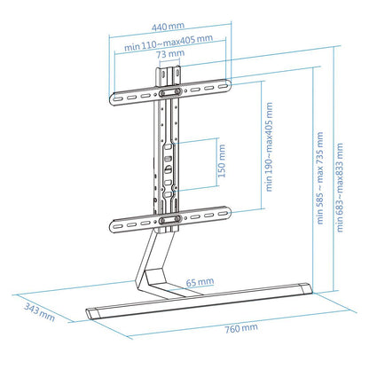 Soporte de mesa ajustable TooQ para pantallas de 32' - 65' VESA200x200 hasta 400x400 mm DB3265F-B
