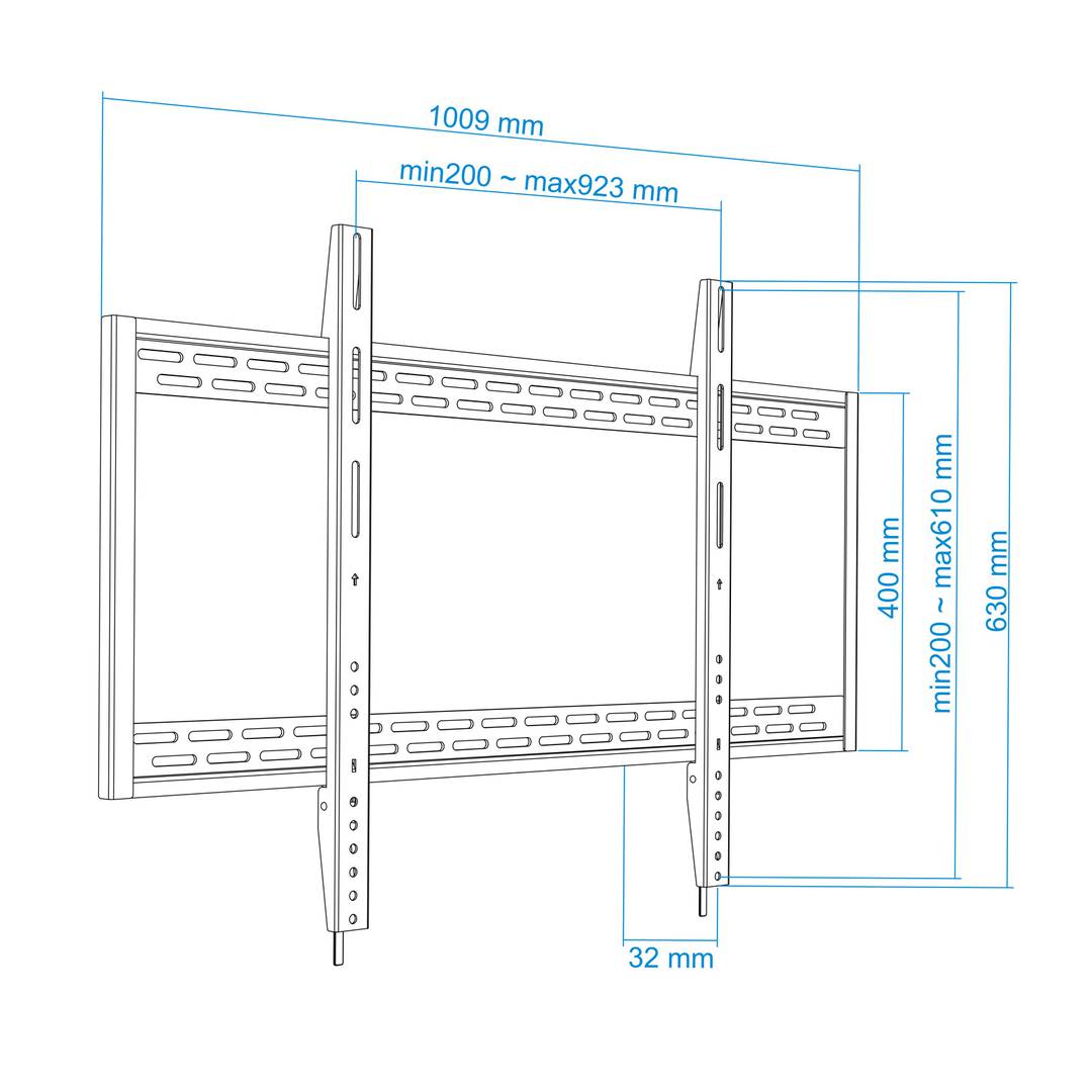 Soporte de pared TooQ para pantallas de 60' - 100' VESA200x200 hasta 900x600 mm LP41130F-B