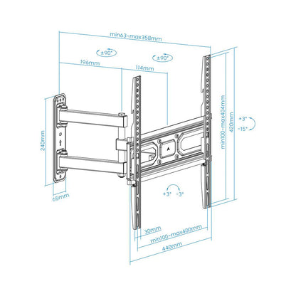 Soporte de pared TooQ para pantallas de 32' - 55' VESA100x100 hasta 400x400 mm LP7843TN-B