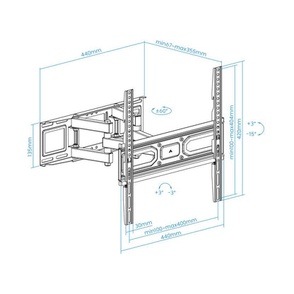 Soporte de pared TooQ para pantallas de 32' - 70' VESA100x100 hasta 400x400 mm LP7846TN-B
