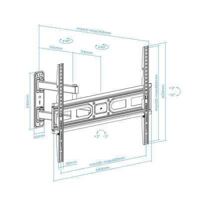 Soporte de pared TooQ para pantallas de 37' - 70' VESA100x100 hasta 600x400 mm LP7863TN-B
