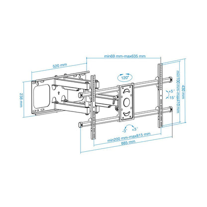 Soporte de pared TooQ para pantallas de 43' - 90' VESA200x200 hasta 800x400 mm LP3790TN-B