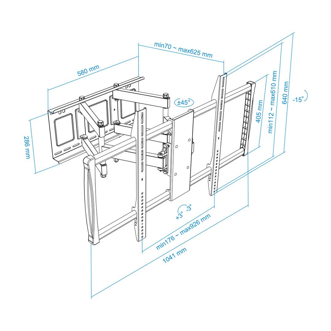 Soporte de pared TooQ para pantallas de 60' - 100' VESA200x200 hasta 900x600 mm LP75100TN-B