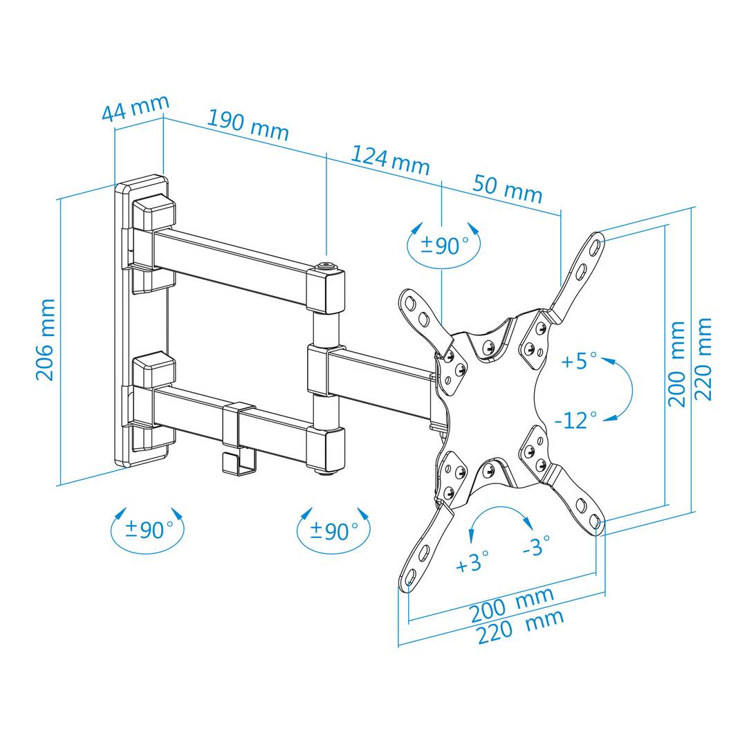Soporte de pared TooQ para pantallas de 13' - 42' VESA75x75 hasta 200x200 mm LP2142TNL-B