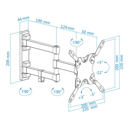 Soporte de pared TooQ para pantallas de 13' - 42' VESA75x75 hasta 200x200 mm LP2142TNL-B