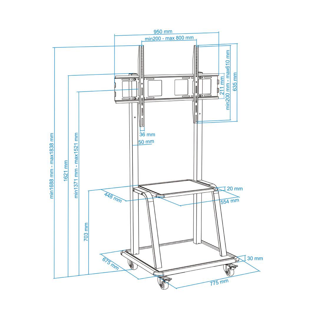Soporte de suelo TooQ para pantalla de 37' - 100' VESA200x200 hasta 800x600 FS20100M-B