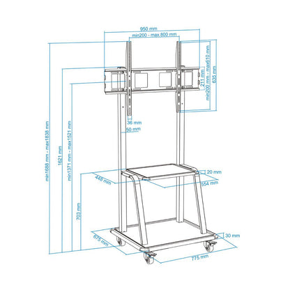 Soporte de suelo TooQ para pantalla de 37' - 100' VESA200x200 hasta 800x600 FS20100M-B