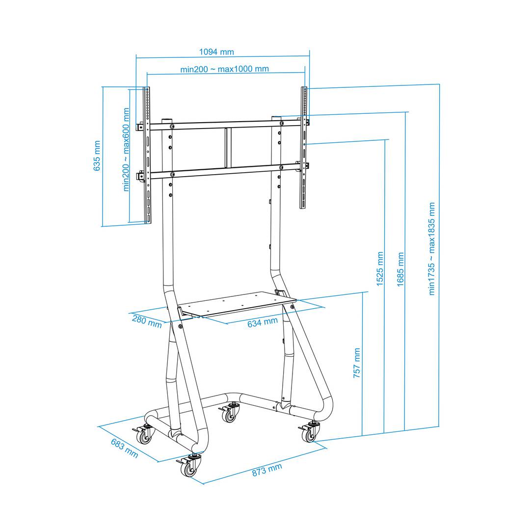 Soporte de suelo TooQ para pantalla de 60' - 105' VESA400x400 hasta 1000x600 FS20200M-B