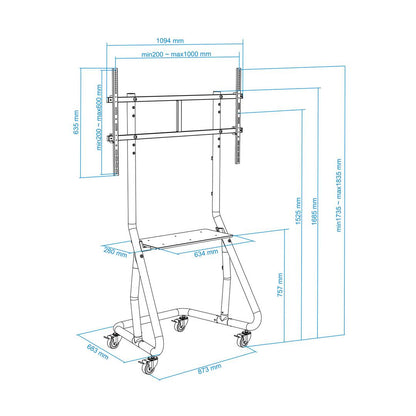 Soporte de suelo TooQ para pantalla de 60' - 105' VESA400x400 hasta 1000x600 FS20200M-B