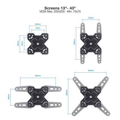 Soporte pantalla LCD a pared para TV de 13'- 43' articulado 66-370 mm